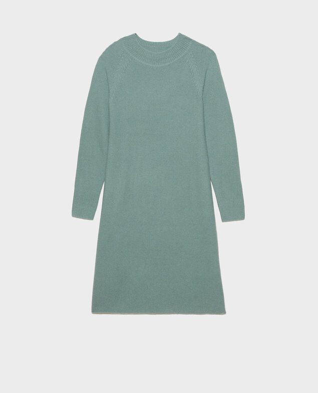3D cashmere flared jumper dress Chinois green