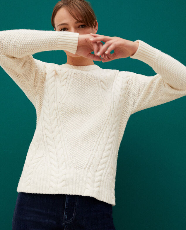 Jumper with cable stitch details White