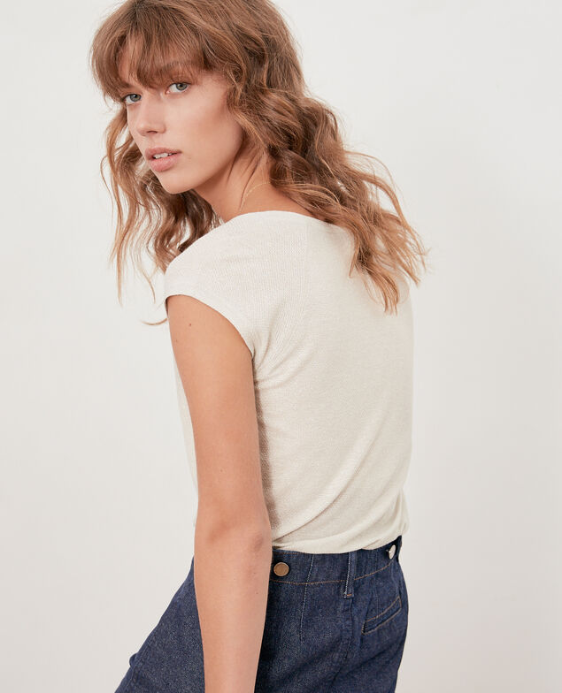 Iridescent T-shirt with linen Chalk