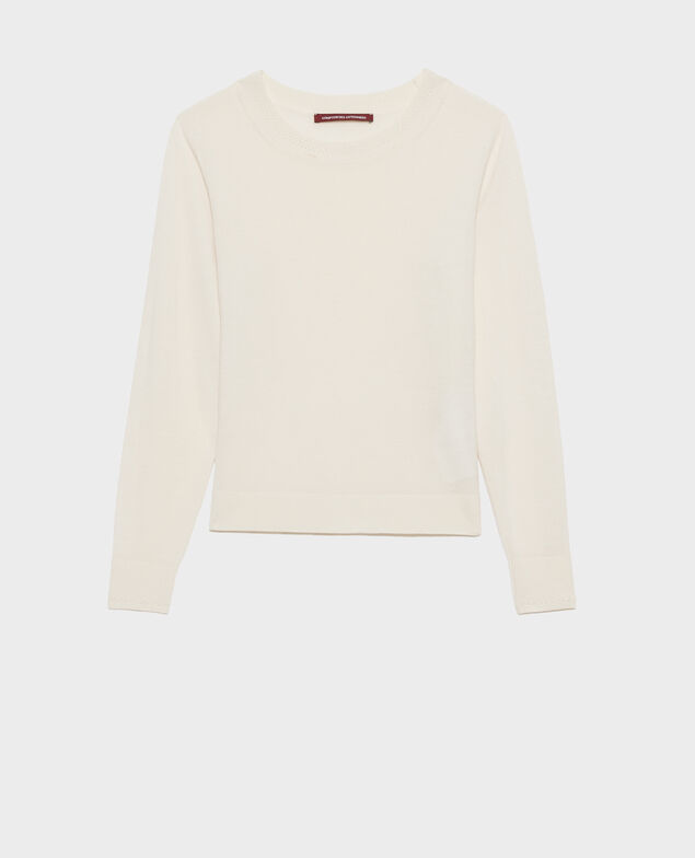 Round neck merino wool jumper 4224 gardenia