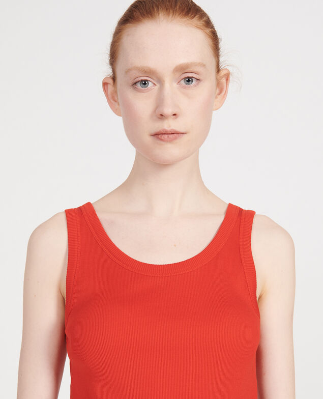 Mercerised cotton ribbed jersey vest Fiery red