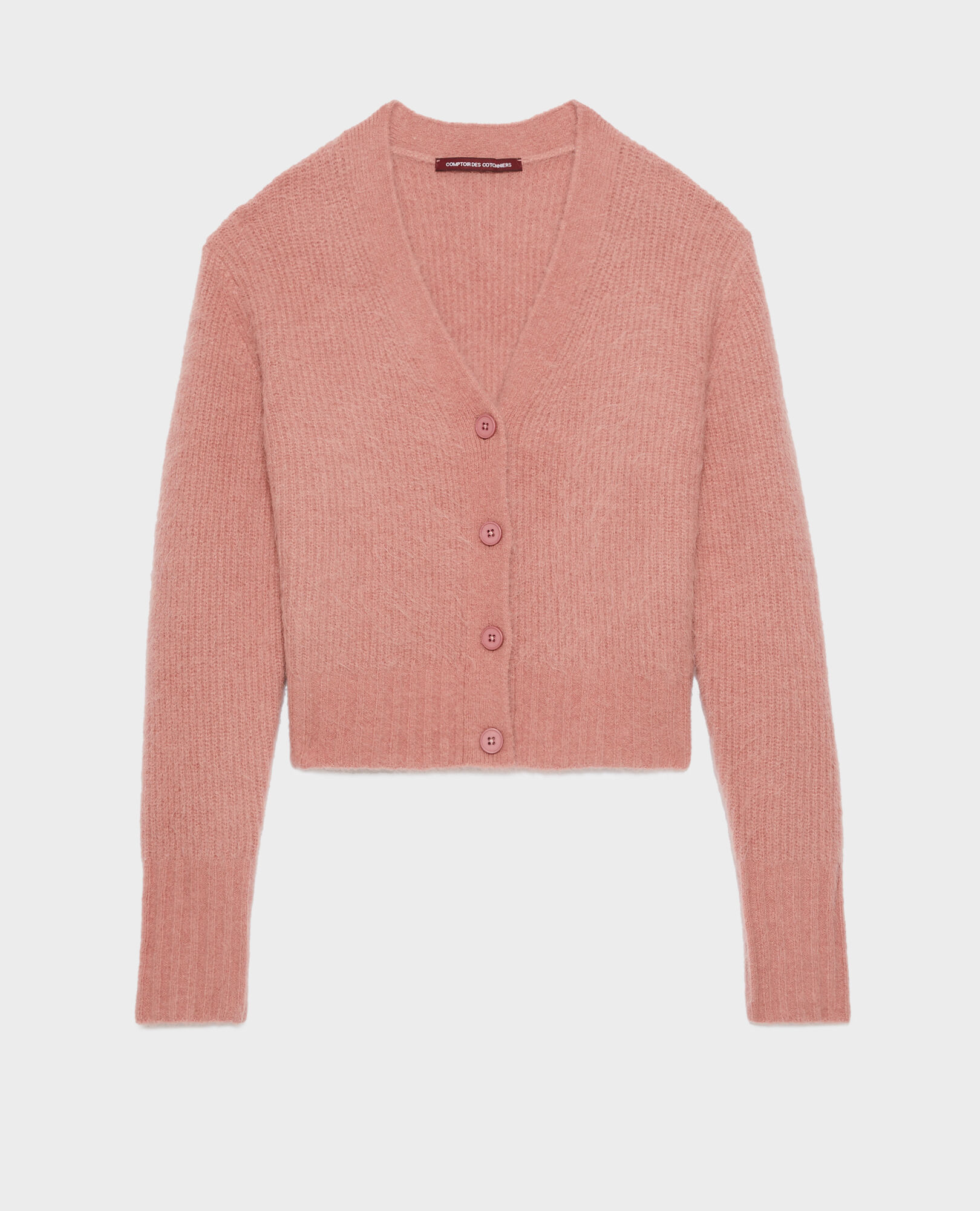 トップス ALPACA KNIT SHIRT CARDIGAN M Alpaca mix cardigan with ruffled cuffs La Redoute