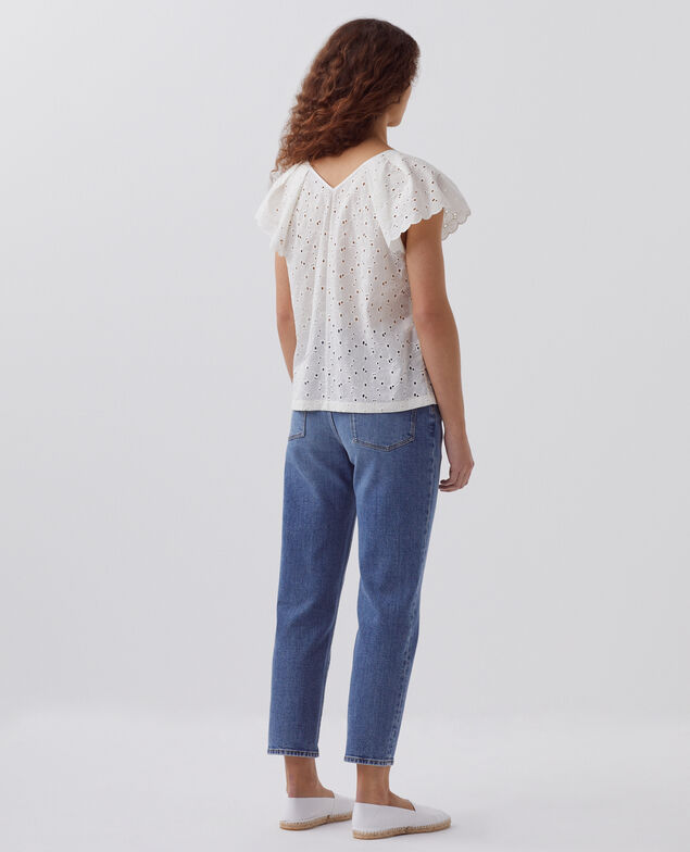 Embroidered cotton top H003 white