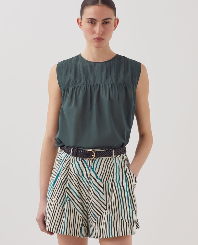 Flowing zebra printed shorts J014 big zebra ecru