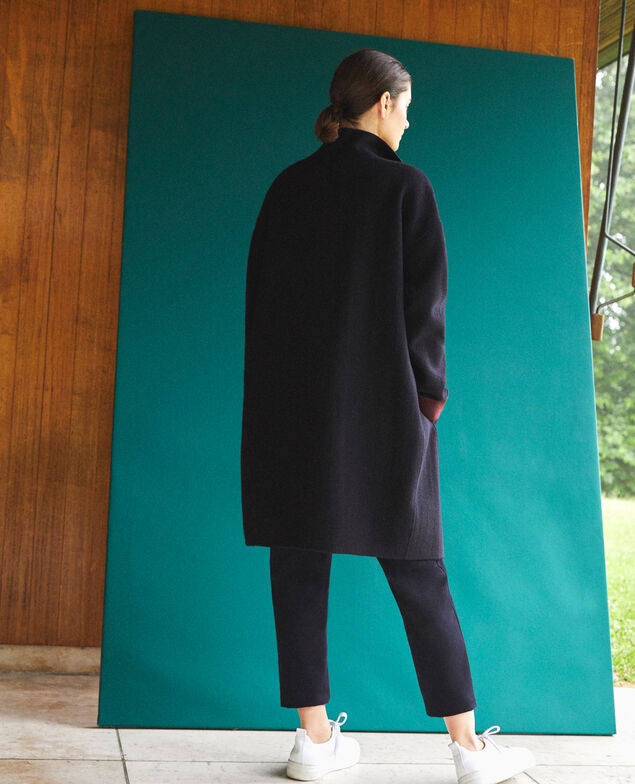 Coat with stand-up collar Blue