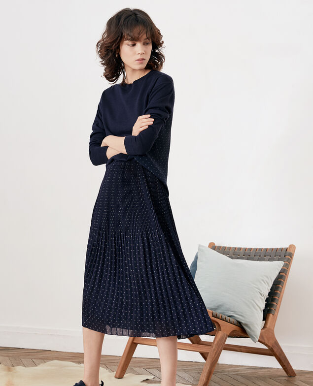 Pleated skirt with spots Ring dots marine