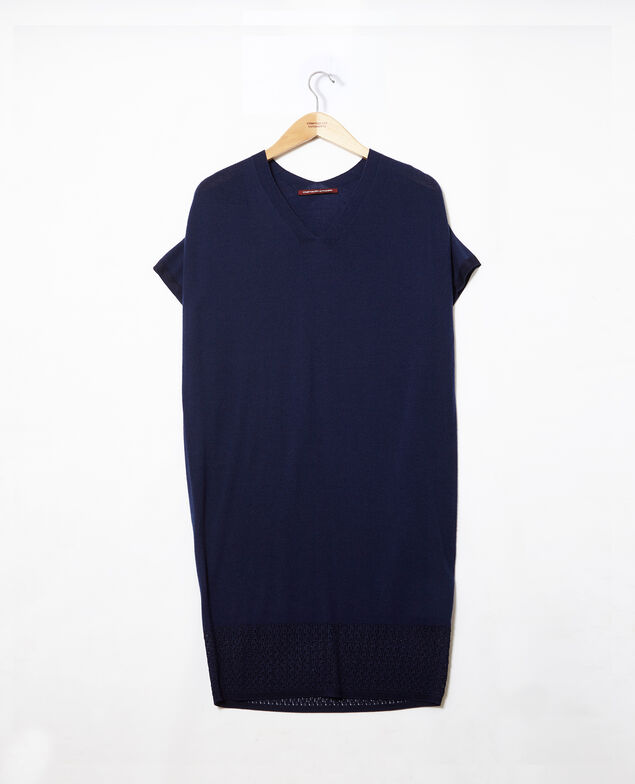 Zero-stitching knitted dress Medieval blue