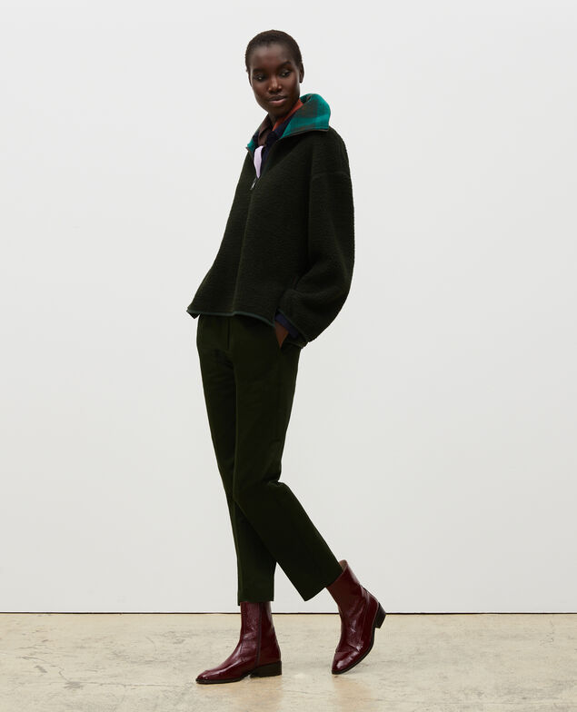 Fleece half-zip jumper with tartan collar Scarab