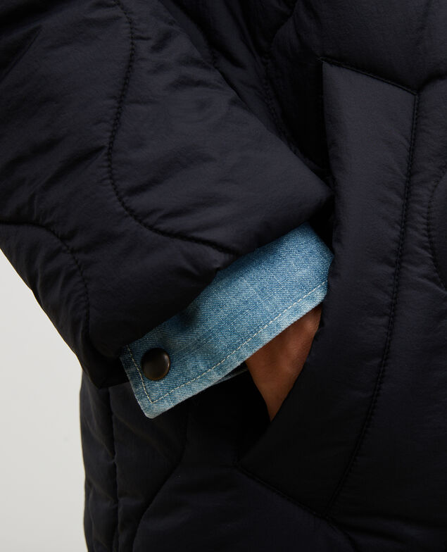 V-neck down coat  Black beauty