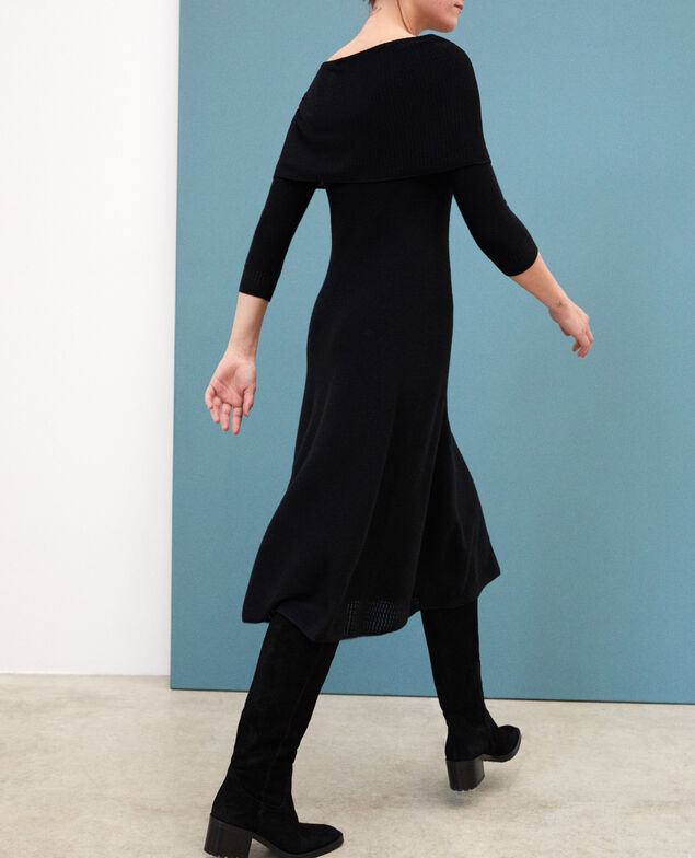 Wholegarment dress with adjustable collar Black