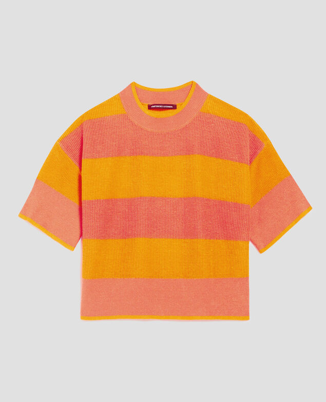 Short-sleeve cropped linen jumper H230 large sheen