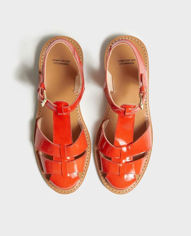 Patent leather sandals Fiery red