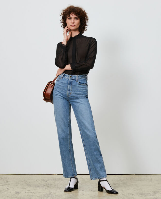 Ruffle neck shirt Black beauty