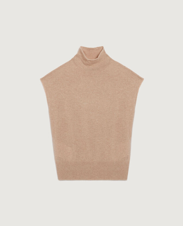 Sleeveless cashmere jumper  K321 tan st pumpkin