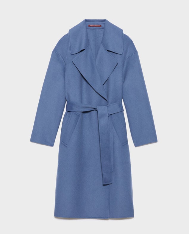 Double-faced wool and cashmere pea coat A601 lt blue infinity