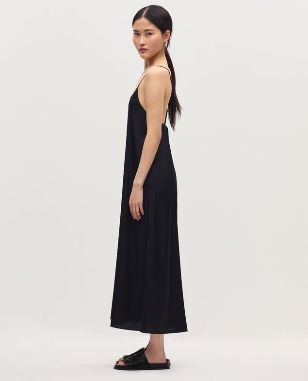 Silky maxi slip dress H091 black beauty