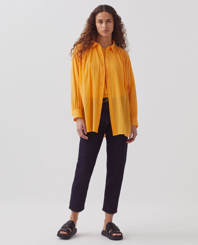 Pleated cotton blouse H450 artisan's gold