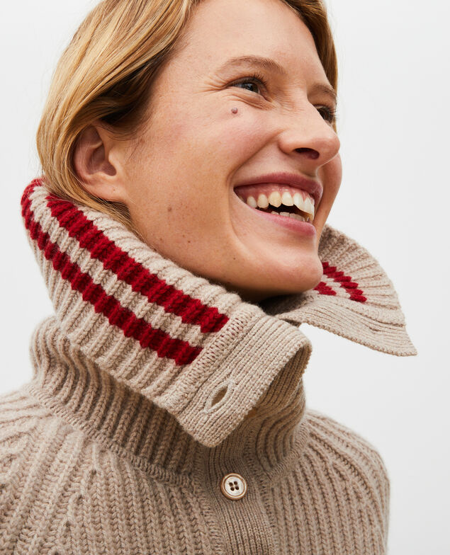 Wool half-neck jumper with a wide collar Latte