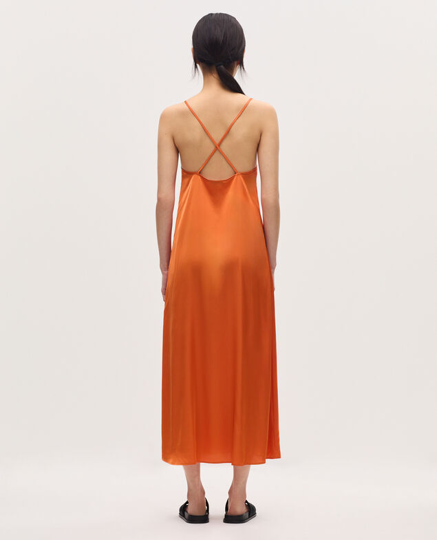 Silky maxi slip dress K240 apricot orange