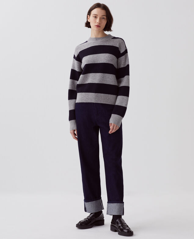 Wool jumper I023 st navy/grey