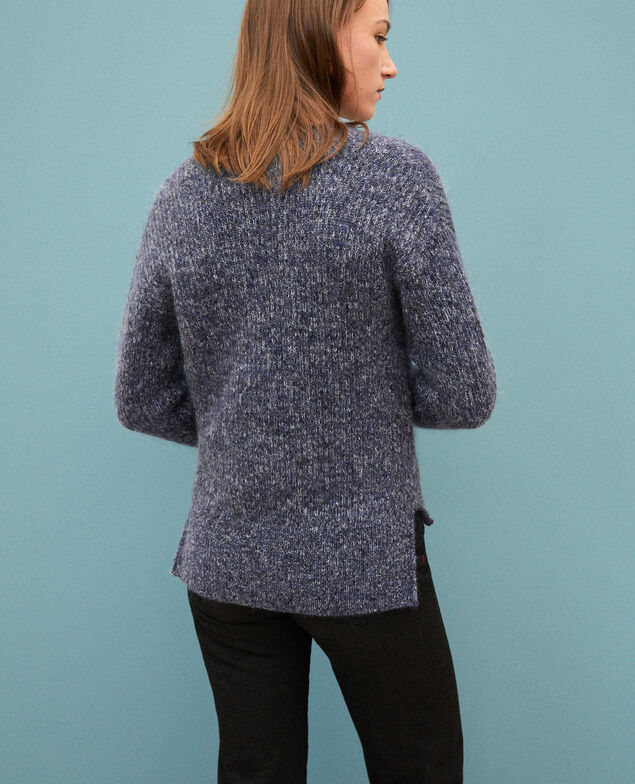 Flecked mohair cardigan Medieval blue/noir/off white