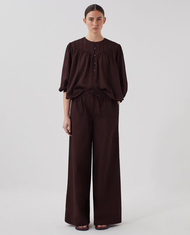 Cotton voile blouse J790 chocolate plum