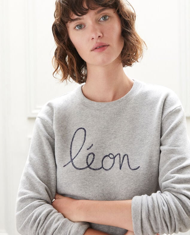 Embroidered Léon sweatshirt Grey