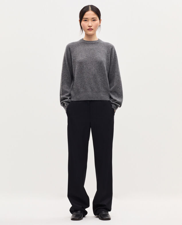 Round neck cashmere jumper K073 gray st ecru