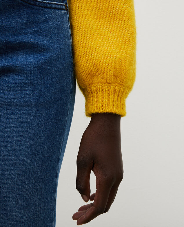 Loose boatneck wool jumper Lemon curry
