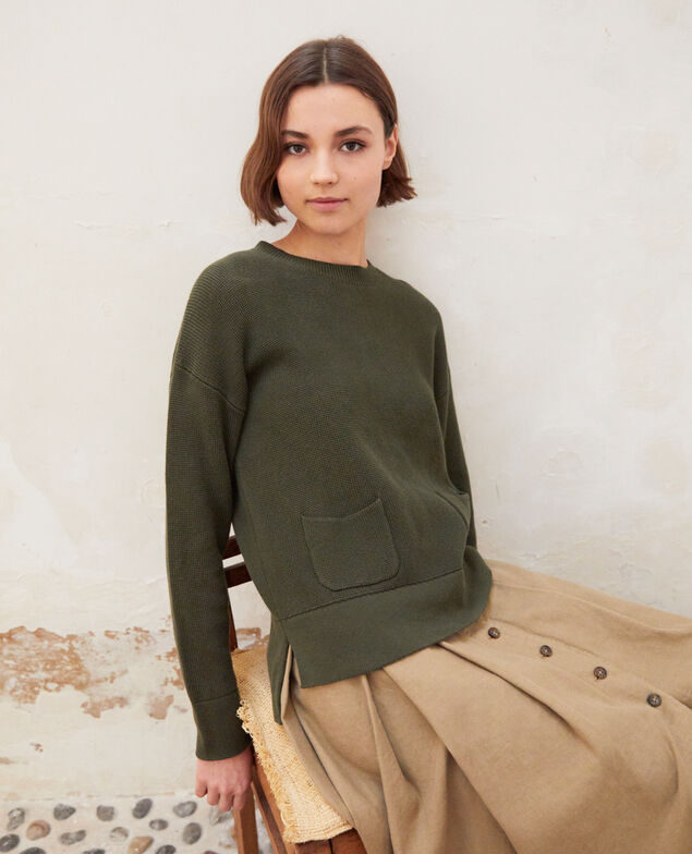 Round neck jumper Olive green