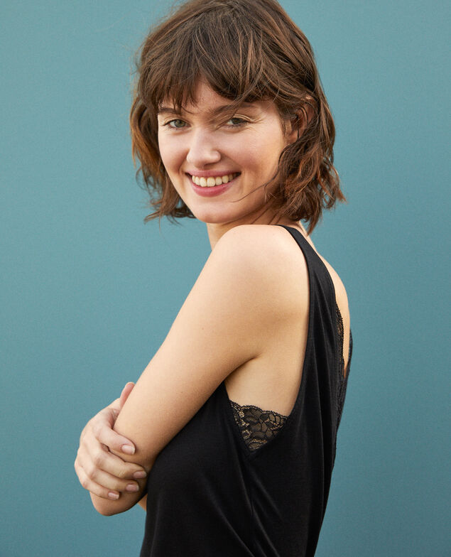 Vest top with lace Noir