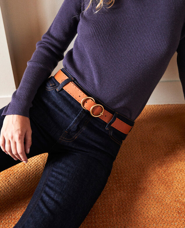 Leather belt Camel