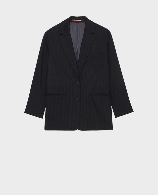  Straight-cut wool blazer Night sky