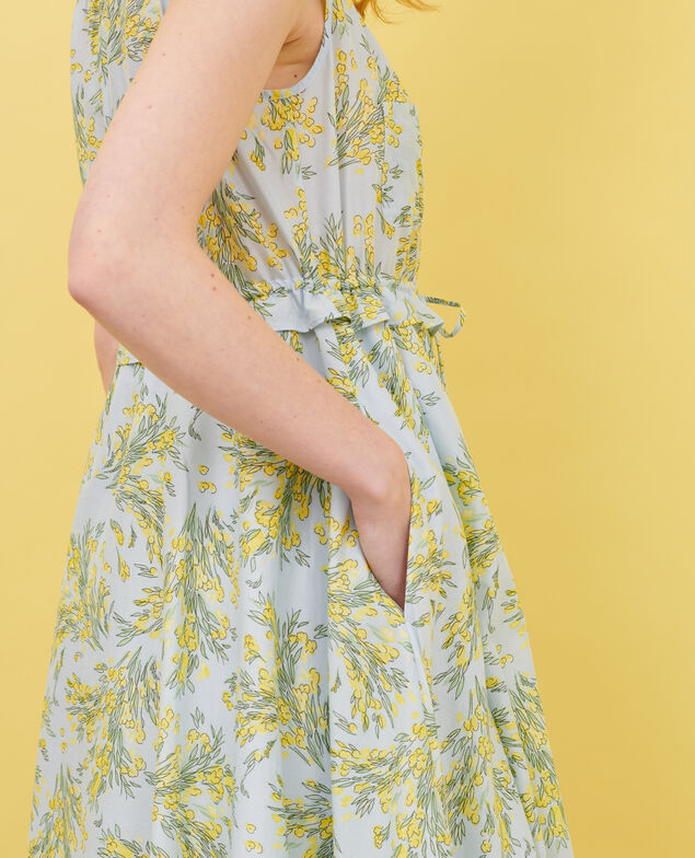 Cotton voile flared dress 93 print blue