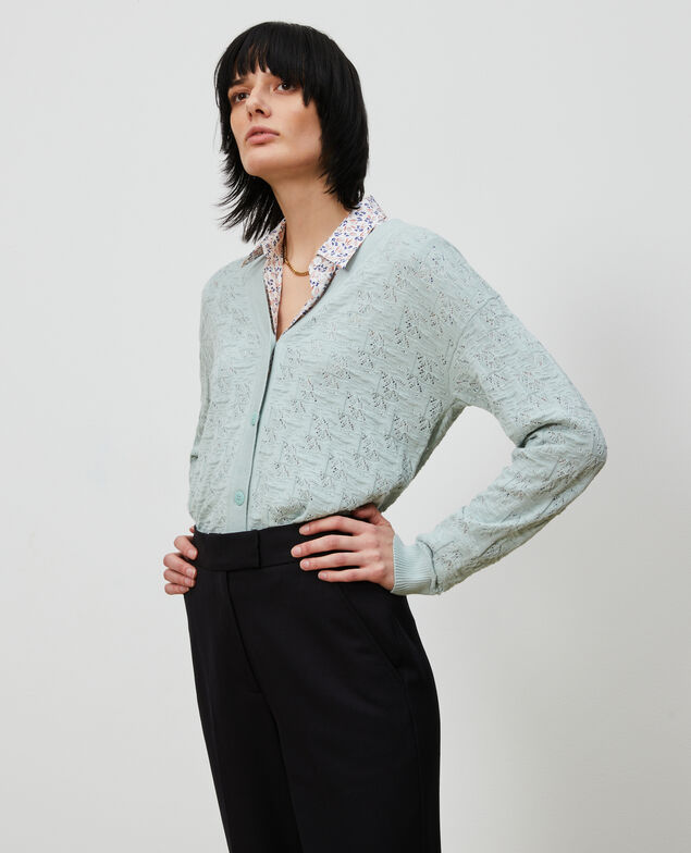 Cotton and linen cardigan Blue haze