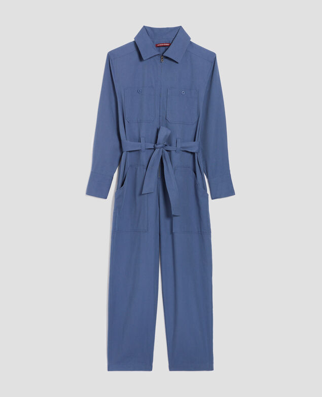 Zip-up cargo jumpsuit I640 gray blue