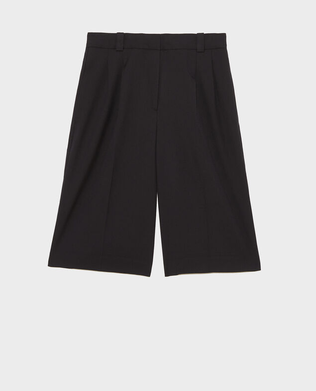 High-waisted wide wool bermuda shorts Black beauty