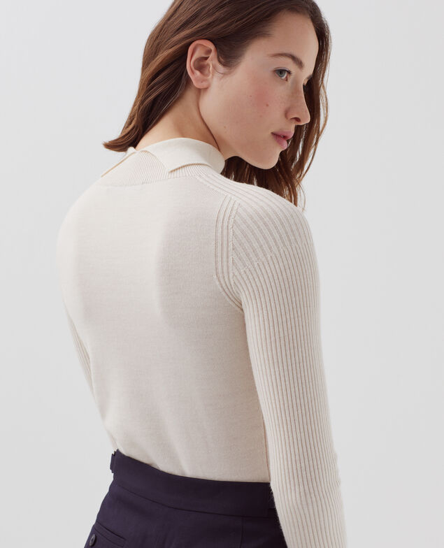 Slim fit merino wool jumper I307 ecru