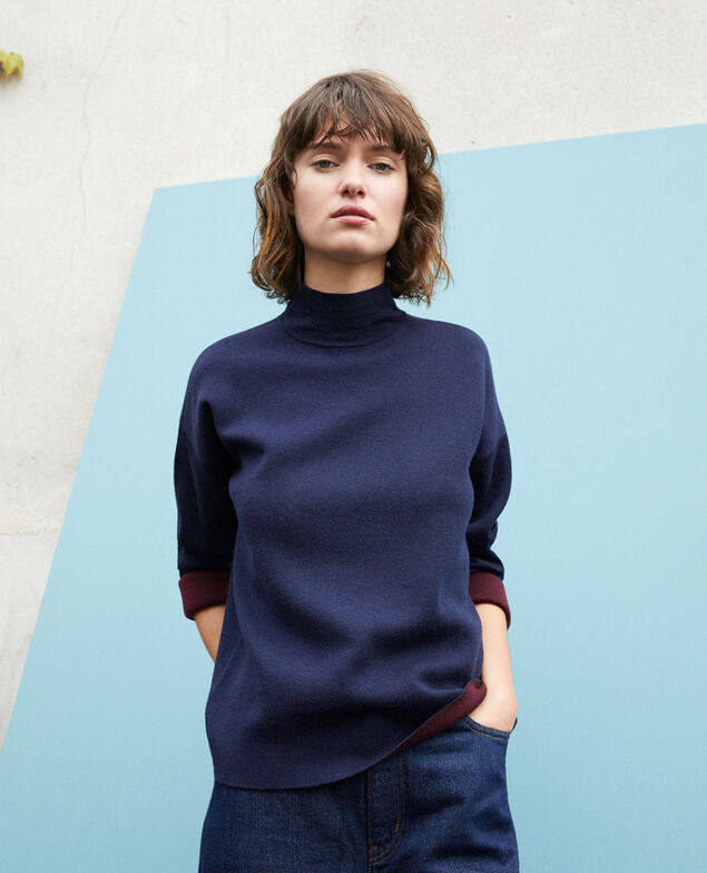 Double-sided merino wool jumper Blue