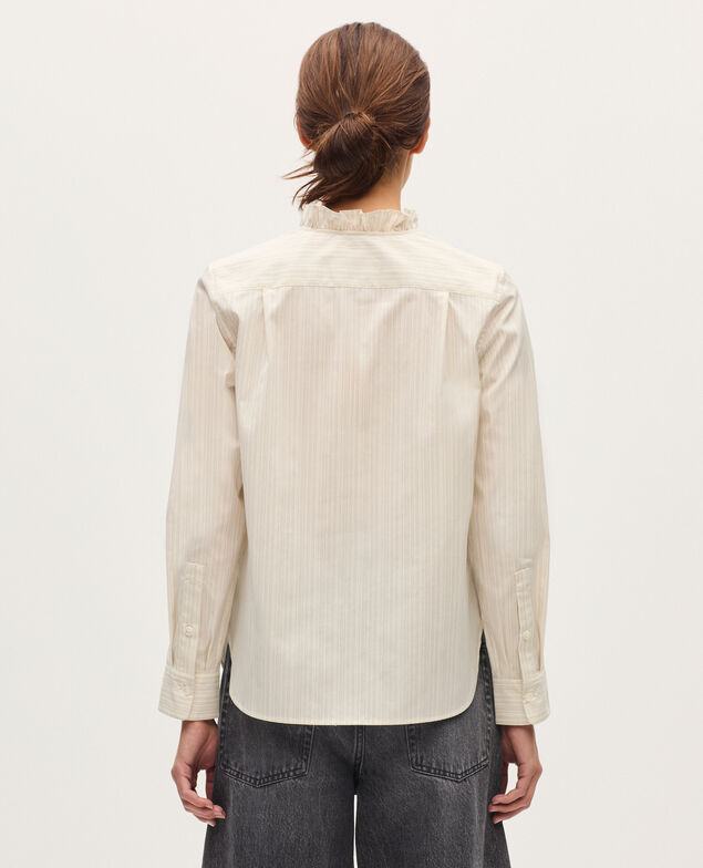 Ruffle neck shirt K013 st ecru black