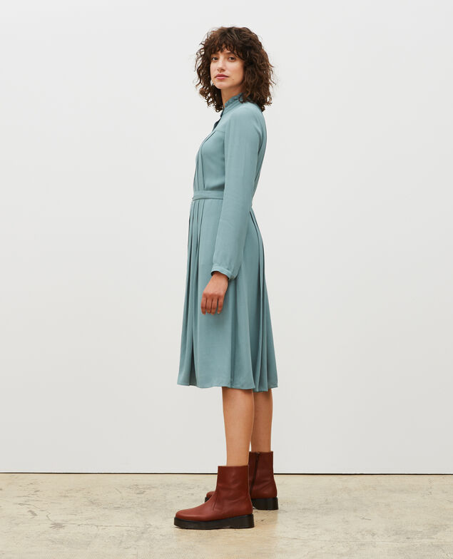 Pleated dress with belt  Treillis