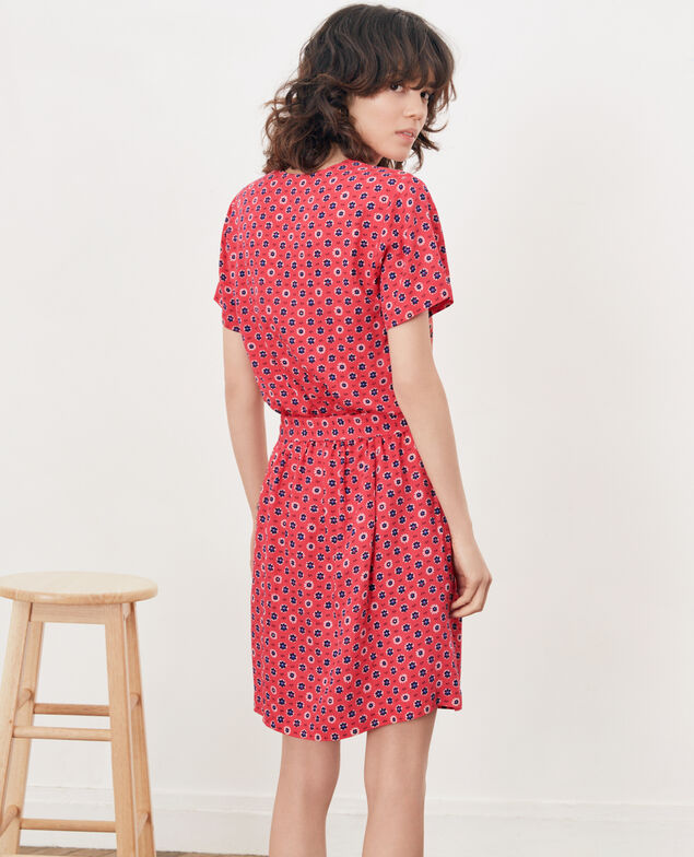 Printed dress with buckle Dandelion ultra pink