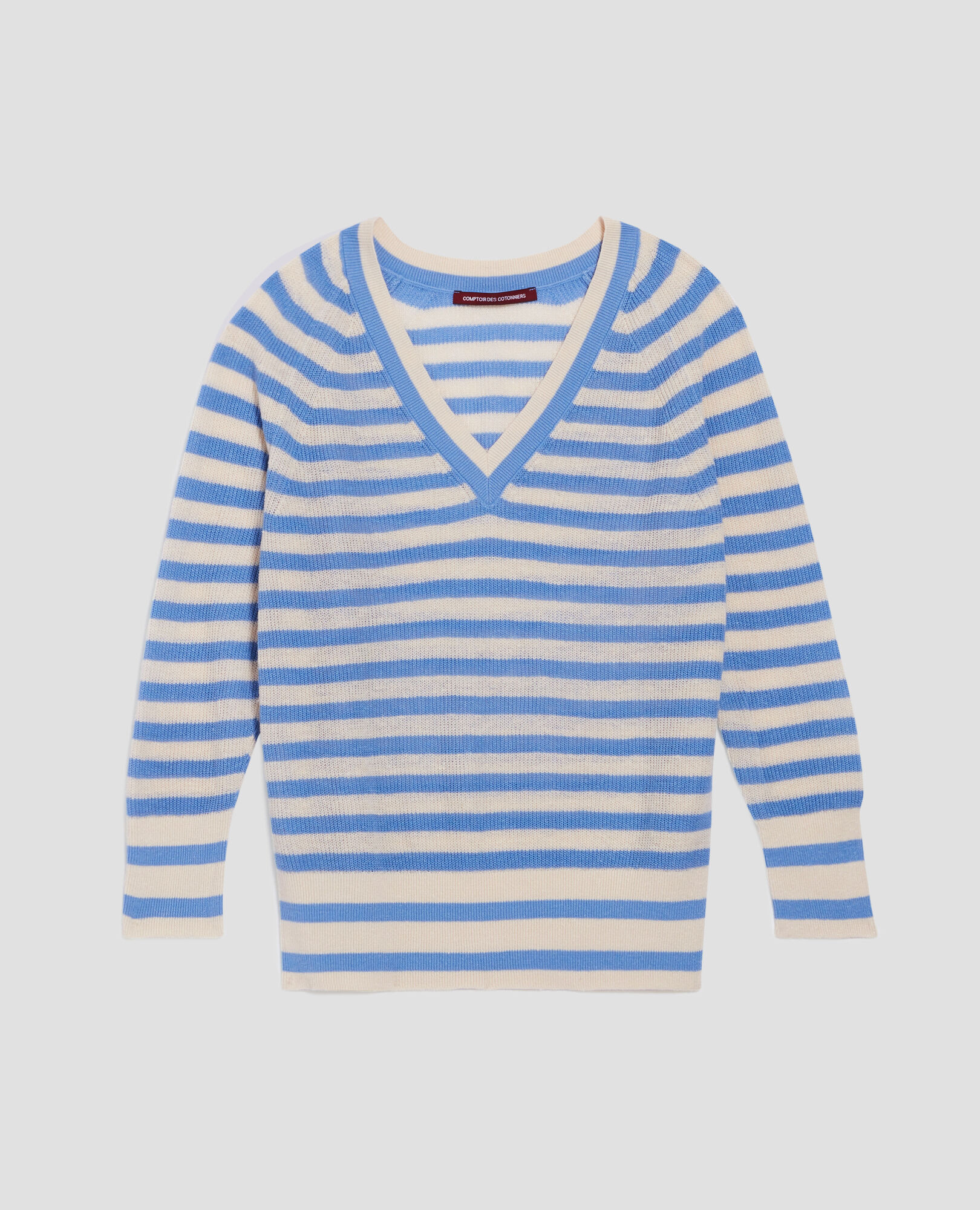 Linen V-neck jumper thin savoie - Comptoir des Cotonniers
