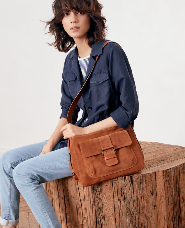 Suede bag Cognac