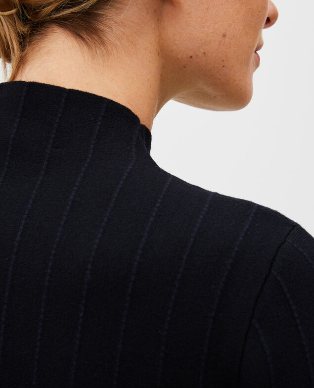Merino wool funnel neck jumper Black nightsky jacquard