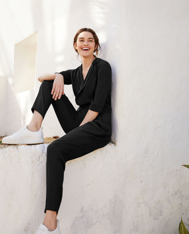Deep neck jumpsuit Noir