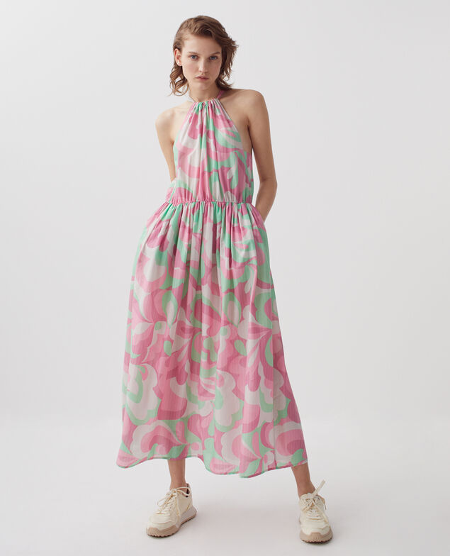 Halter neck maxi dress H720 anemone pink