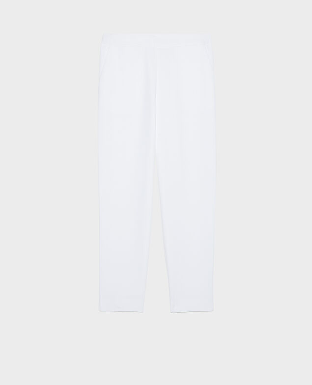 Loose elasticated polyester trousers Optical white
