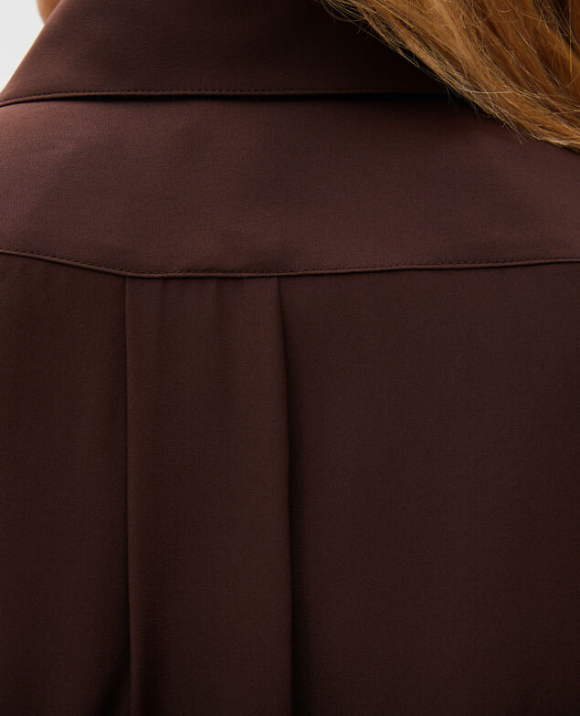  Long-sleeve silk men's shirt Coffee bean