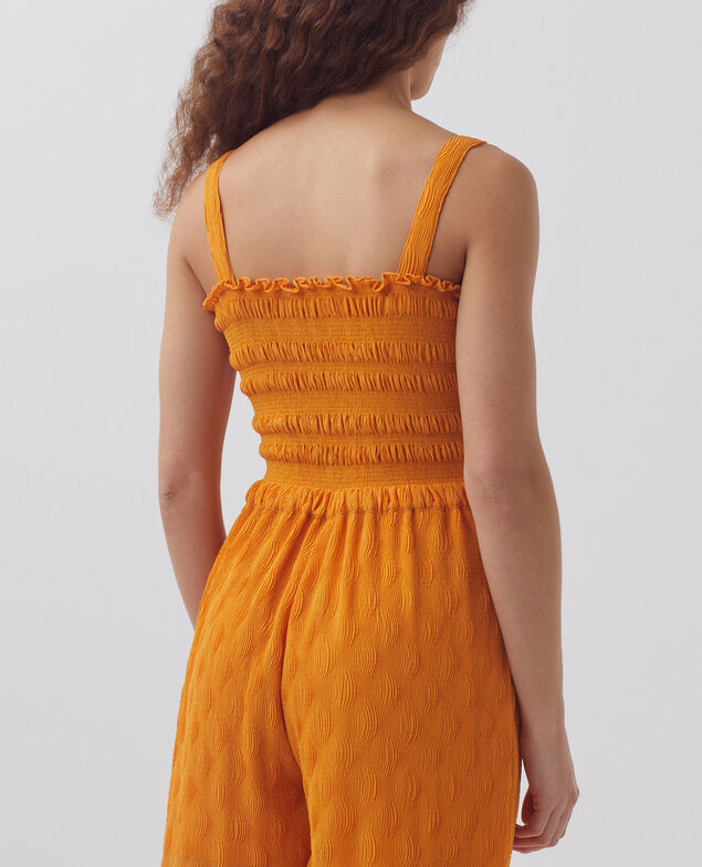 Silky smock jumpsuit H221 orange butter